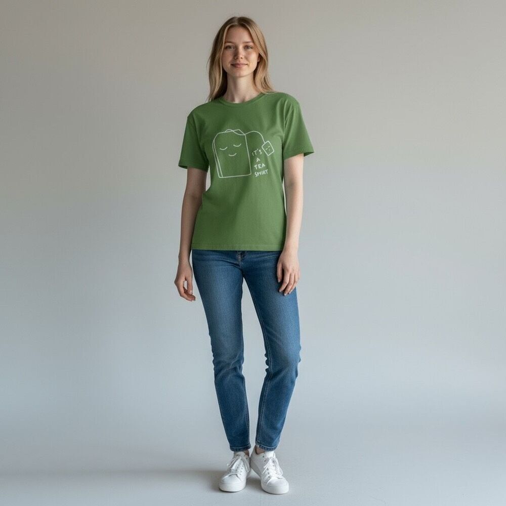 NWT ZAFUL Solid Green Graphic Tee Shirt It’s a Tea Shirt Short Sleeve size M